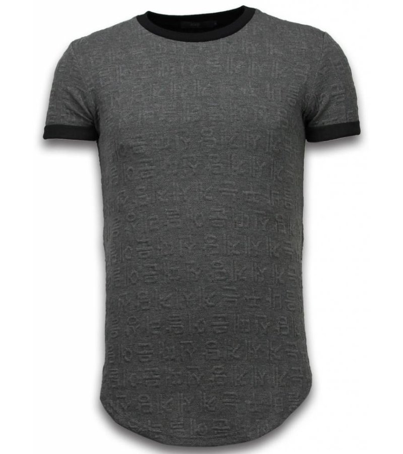 John H 3D Encrypted T-shirt - Long Fit Shirt Zipped - Grey