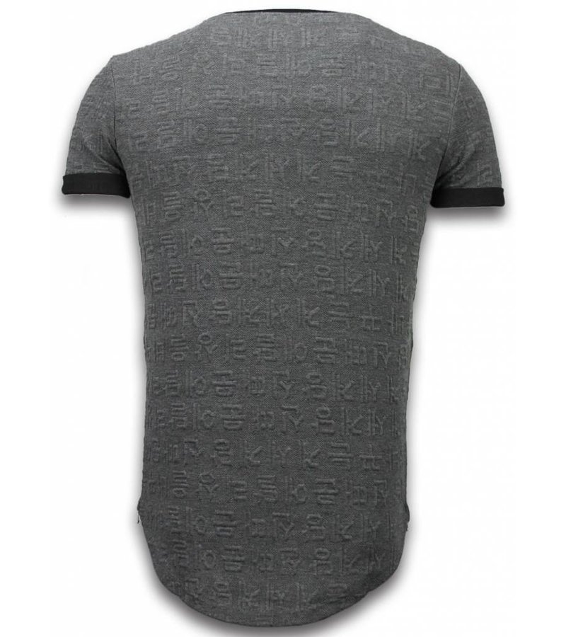 John H 3D Encrypted T-shirt - Long Fit Shirt Zipped - Grey