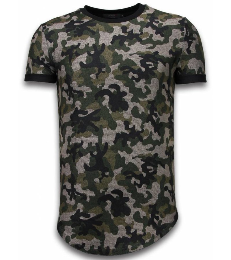 John H Camouflaged Fashionable T-shirt - Long Fit Shirt Army Pattern - Green