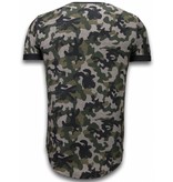 John H Camouflaged Fashionable T-shirt - Long Fit Shirt Army Pattern - Green