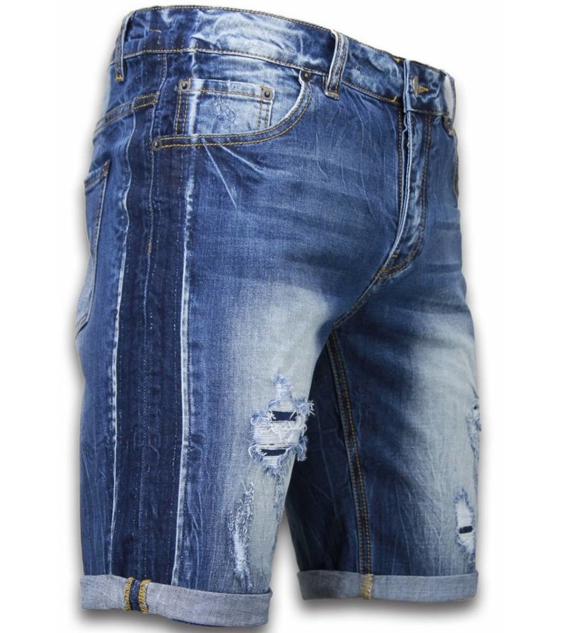 Enos Denim Shorts Men - Slim Fit Torn Look Shorts - Blue