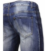 Enos Denim Shorts Men - Slim Fit Torn Look Shorts - Blue