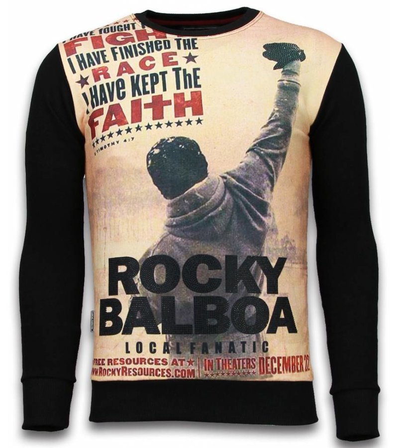 Local Fanatic Rocky Balboa Faith - Digital Rhinestone Sweater - Black
