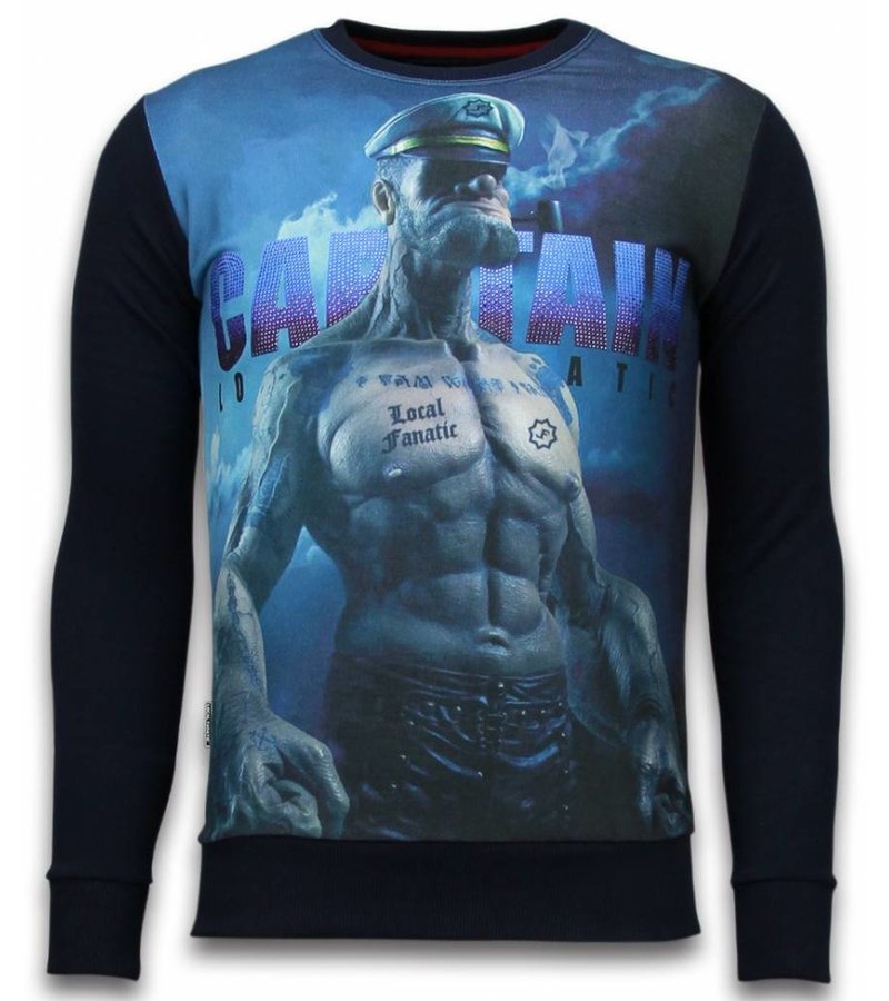 Local Fanatic The Sailor Man - Digital Rhinestone Sweater - Black