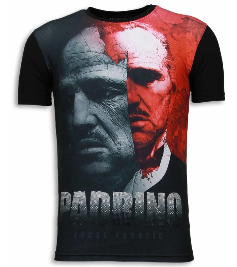 Local Fanatic El Padrino - Digital Rhinestone T-shirt - Black