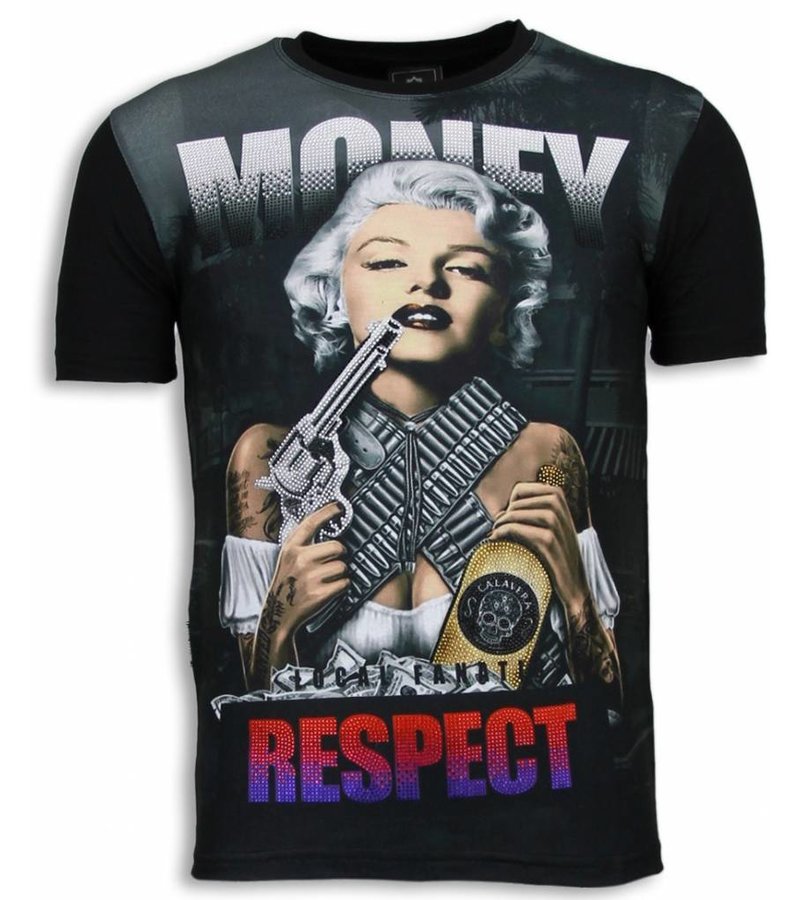 Local Fanatic Marilyn Money - Digital Rhinestone T-shirt - Black
