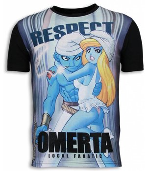 Local Fanatic Respect Omerta - Digital Rhinestone T-shirt - Black