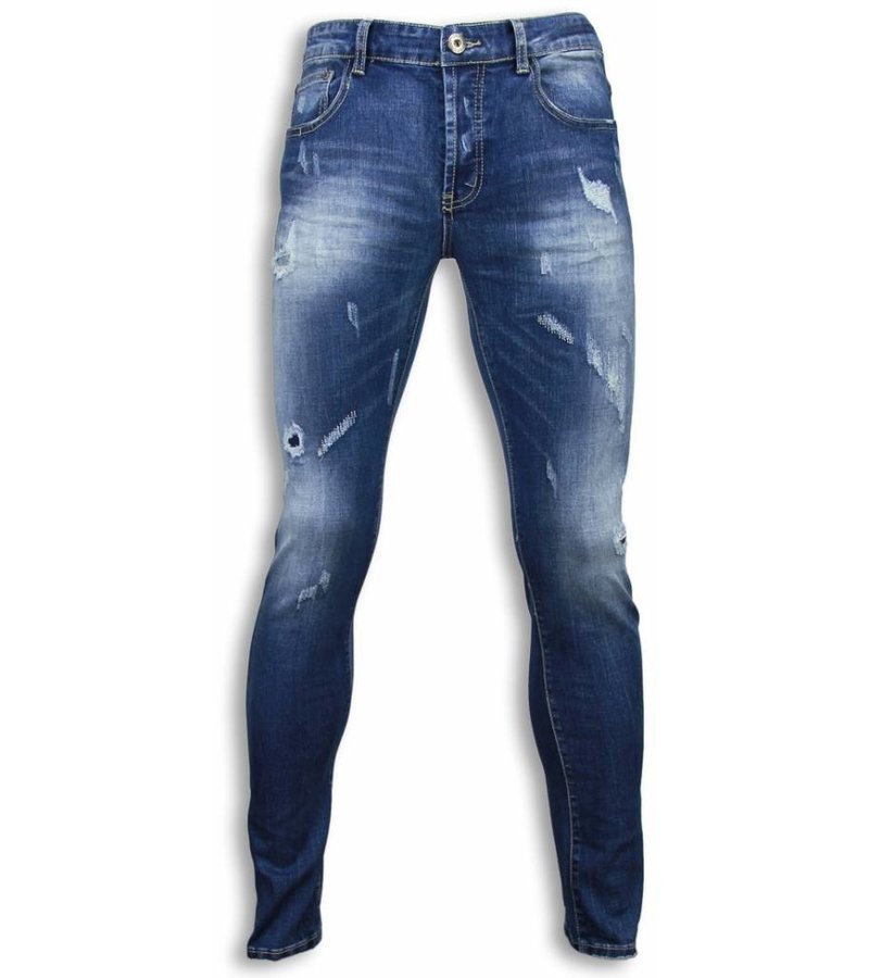 Black Ace Basic Jeans - Blue Damaged Regular Fit - Blue