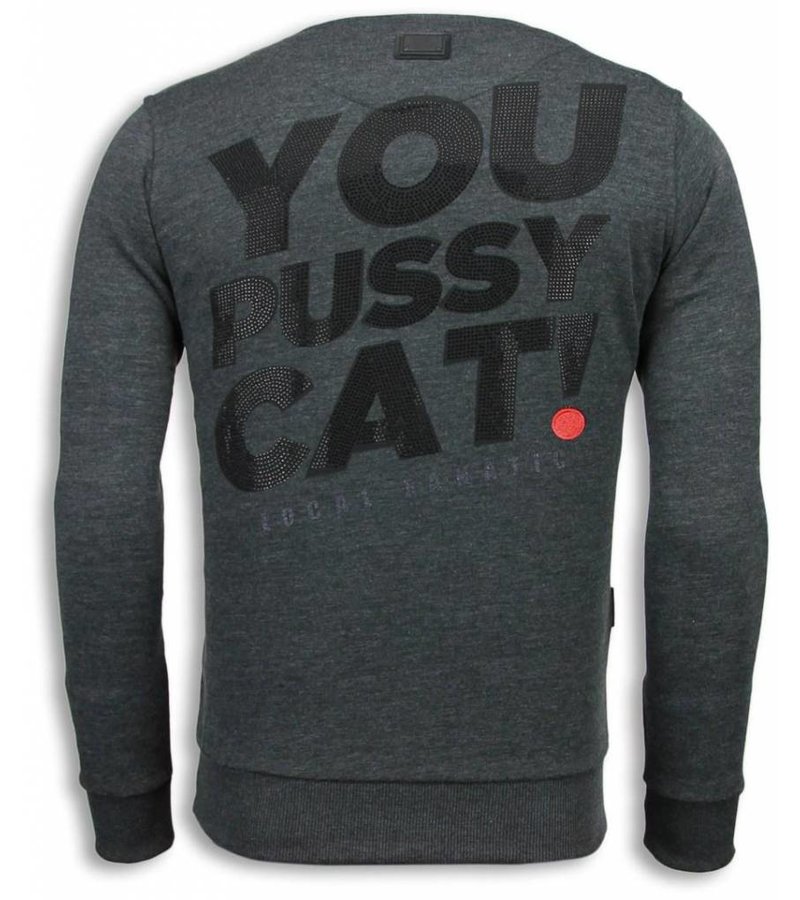 Local Fanatic Pussy Cat - Rhinestone Sweater - Antracite