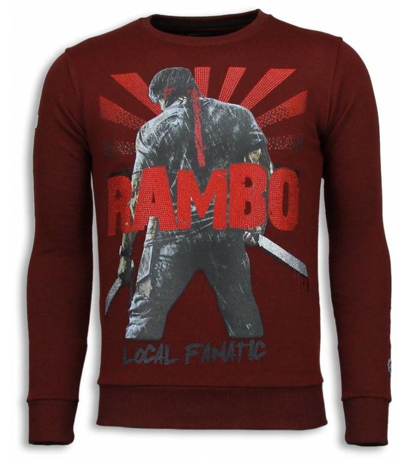 Local Fanatic Rambo - Rhinestone Sweater - Burgundy