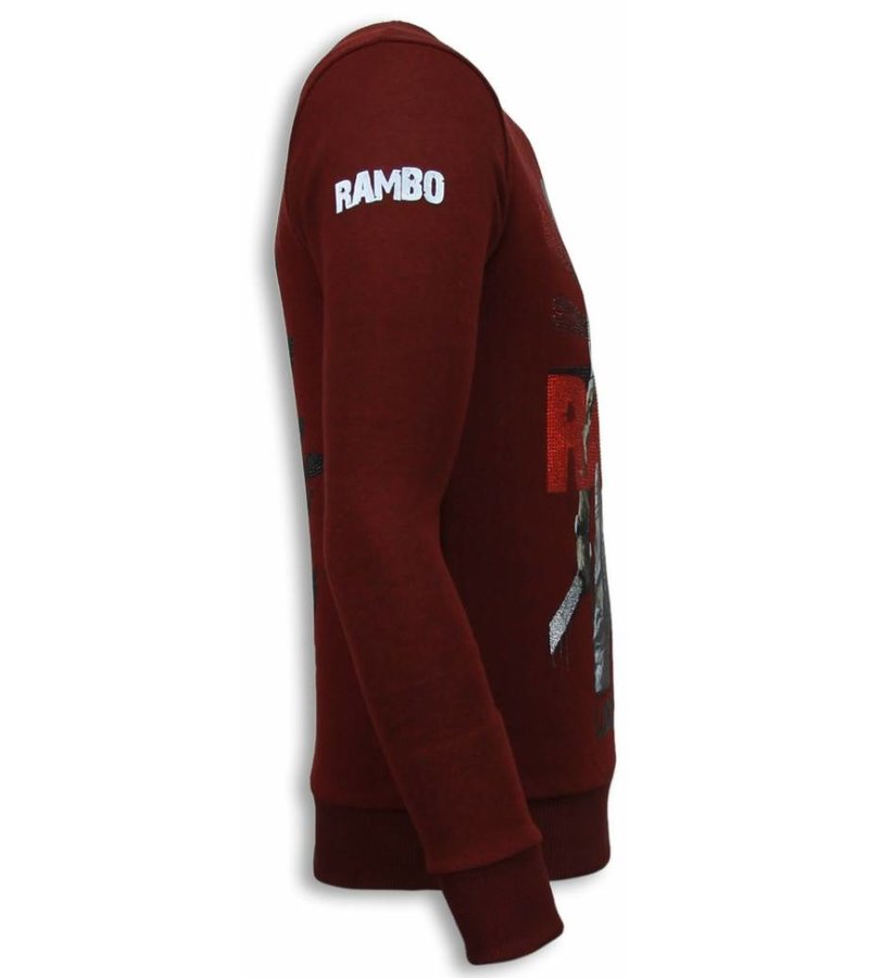 Local Fanatic Rambo - Rhinestone Sweater - Burgundy