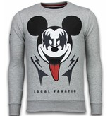 Local Fanatic Kiss My Mickey - Rhinestone Sweater - Grey