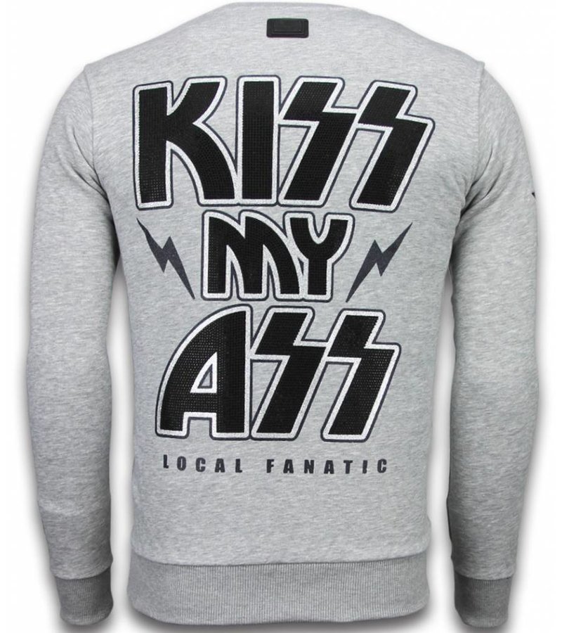 Local Fanatic Kiss My Mickey - Rhinestone Sweater - Grey