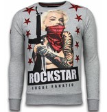Local Fanatic Marilyn Rockstar - Rhinestone Sweater - Grey
