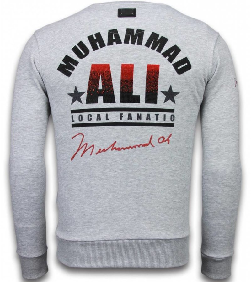 Local Fanatic Muhammad Ali - Rhinestone Sweater - Grey