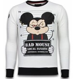 Local Fanatic Bad Mouse - Rhinestone Sweater - White