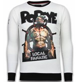 Local Fanatic Popeye - Rhinestone Sweater - White