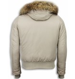 Macleria Fur Collar Coat - Women's Winter Coat Short - Beige
