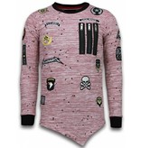 Local Fanatic Longfit Asymmetric Embroidery - Sweater Patches - US Army - Pink