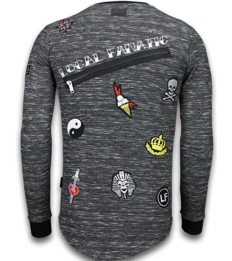 Local Fanatic Longfit Embroidery - Sweater Patches - Elite Crew - Grey