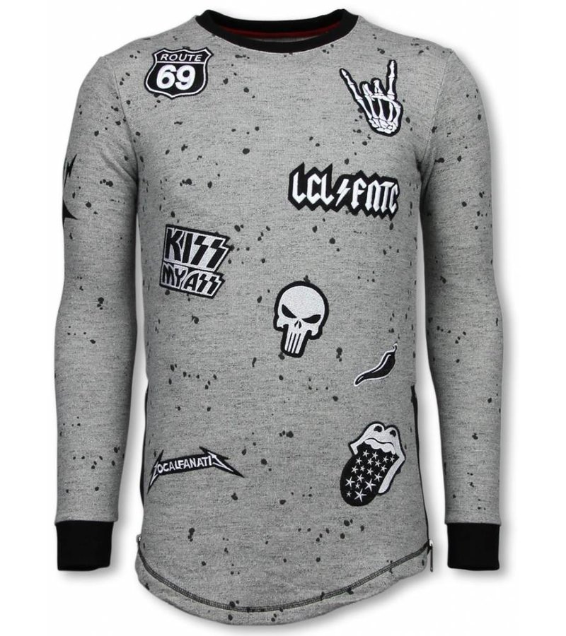 Local Fanatic Longfit Embroidery - Sweater Patches - Rockstar - Grey