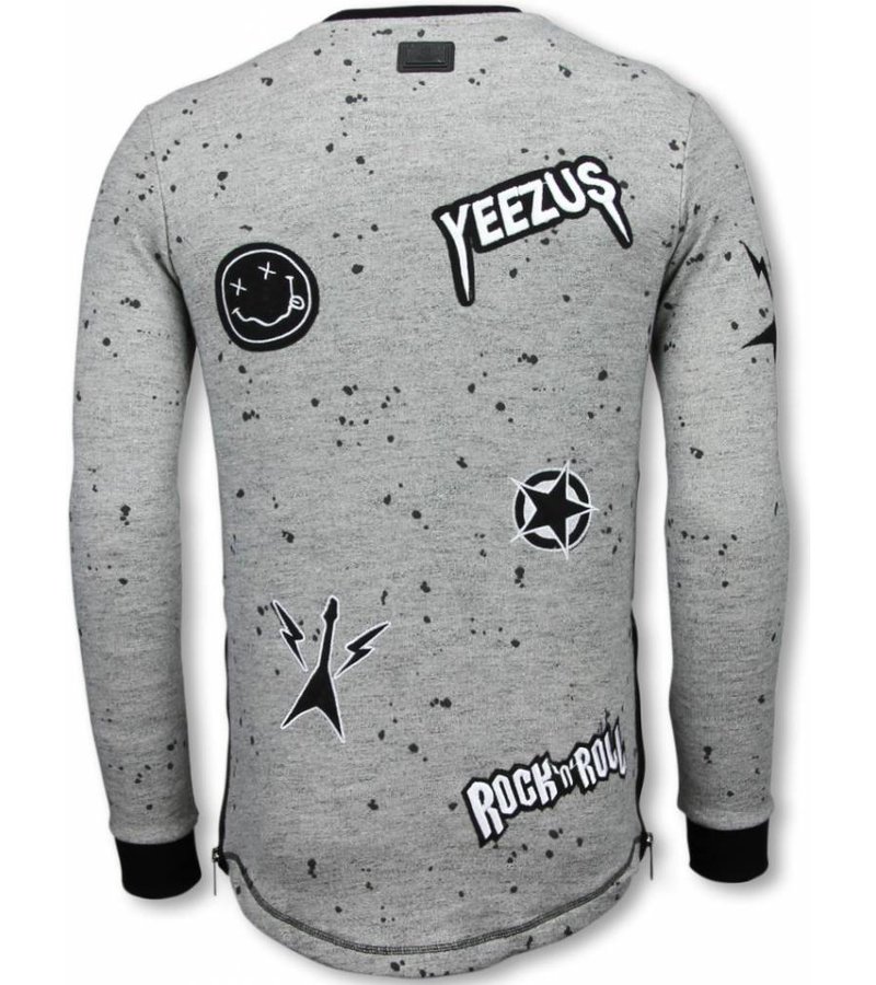 Local Fanatic Longfit Embroidery - Sweater Patches - Rockstar - Grey