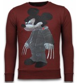 Local Fanatic Bad Mouse - Rhinestone Sweater - Burgundy