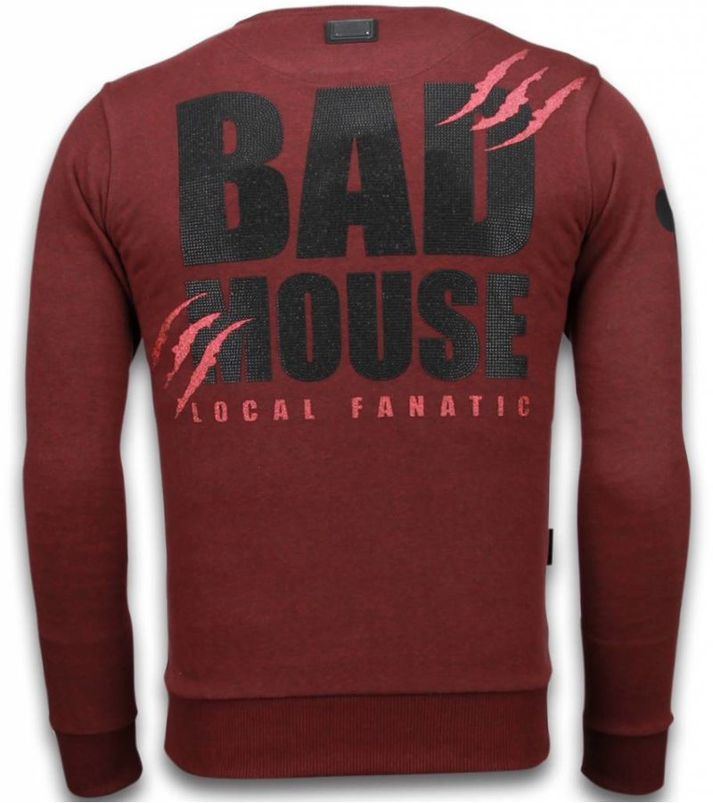 Local Fanatic Bad Mouse - Rhinestone Sweater - Burgundy