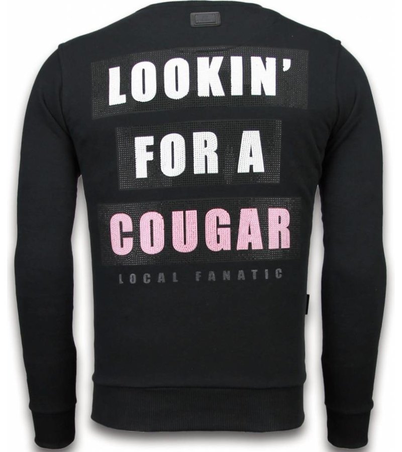 Local Fanatic Panther - Rhinestone Sweater - Black