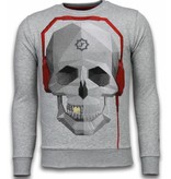 Local Fanatic Skull Beat - Rhinestone Sweater - Grey