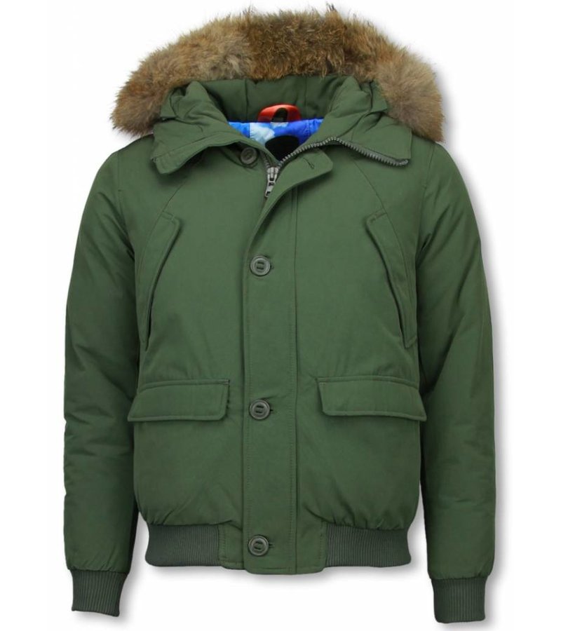 Warren Webber Fur Collar Coat - Men Winter Coat Short - Chilliwack Bomber - Green