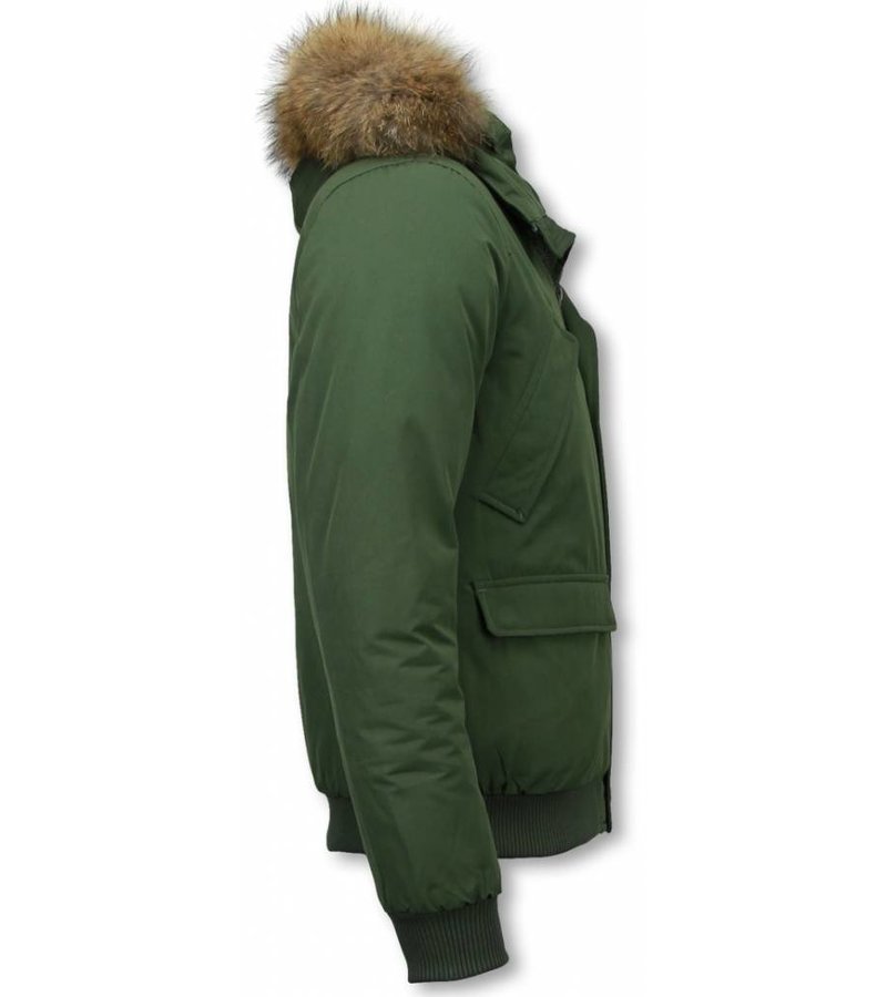 Warren Webber Fur Collar Coat - Men Winter Coat Short - Chilliwack Bomber - Green