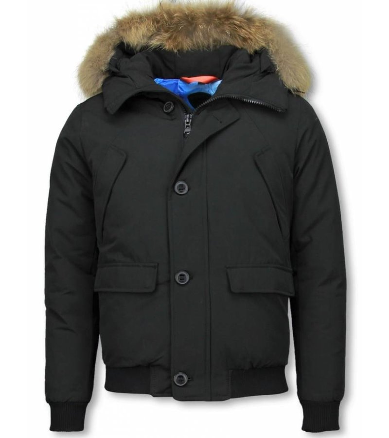 Warren Webber Fur Collar Coat - Men Winter Coat Short - Chilliwack Bomber -Black