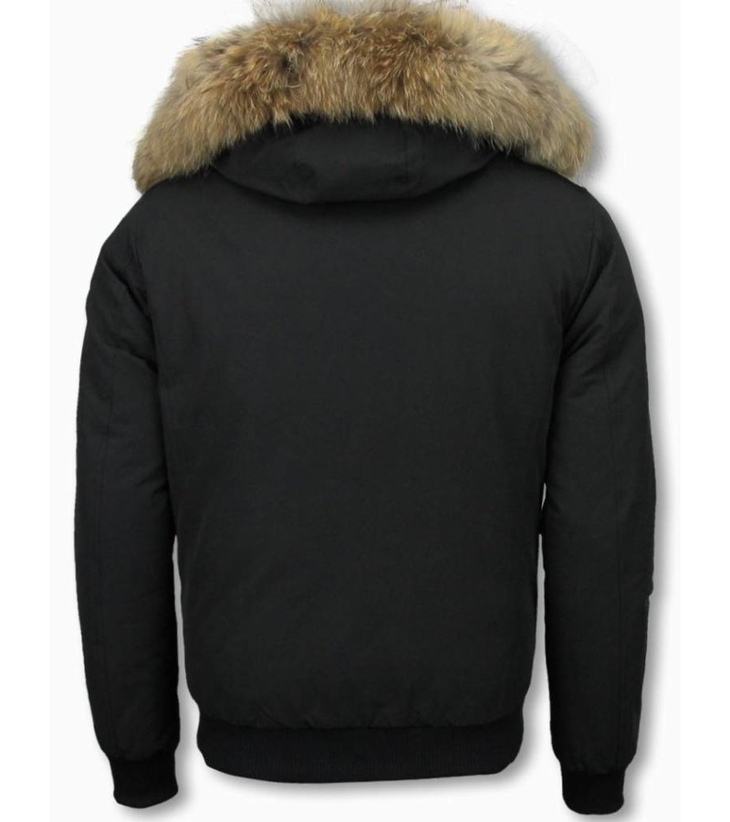 Warren Webber Fur Collar Coat - Men Winter Coat Short - Chilliwack Bomber -Black