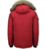 Beluomo Fur Collar Coat - Men Winter Coat Long - Expedition Parka - Red