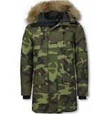 Y chromosome Fur Collar Coat - Men Winter Coat Long - Exclusive Camouflage Parka