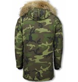 Y chromosome Fur Collar Coat - Men Winter Coat Long - Exclusive Camouflage Parka