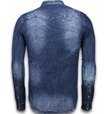 Enos Denim Shirts - Slim Fit Long Sleeve Shirt - Vintage Washed - Blue