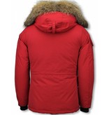 Matogla Fur Collar Coat - Women's Winter Coat Half Long - Expedition Parka - Red