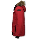 Matogla Fur Collar Coat - Women's Winter Coat Half Long - Expedition Parka - Red