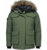 Matogla Fur Collar Coat - Women's Winter Coat Half Long - Expedition Parka - Green