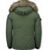 Matogla Fur Collar Coat - Women's Winter Coat Half Long - Expedition Parka - Green