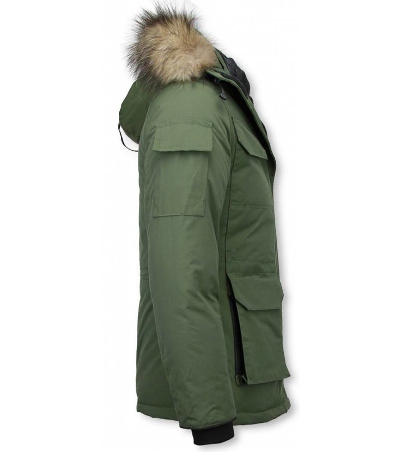 Matogla Fur Collar Coat - Women's Winter Coat Half Long - Expedition Parka - Green