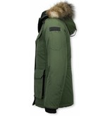 Matogla Fur Collar Coat - Women's Winter Coat Half Long - Expedition Parka - Green