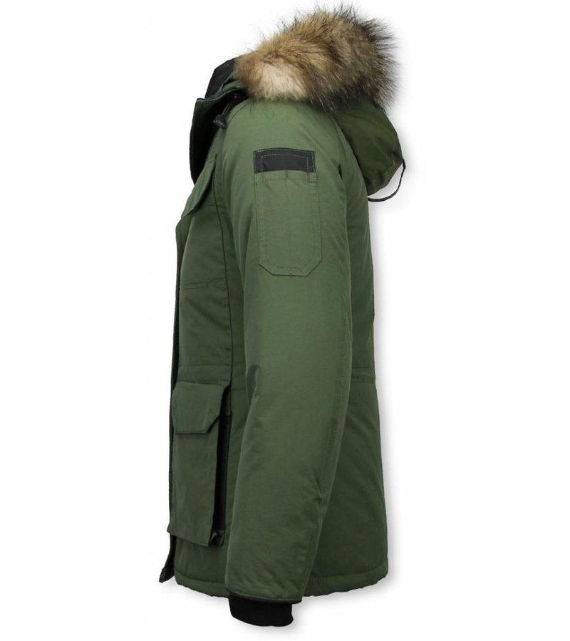 Matogla Fur Collar Coat - Women's Winter Coat Half Long - Expedition Parka - Green