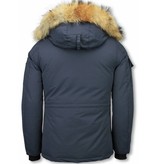 Matogla Fur Collar Coat - Women's Winter Coat Half Long - Expedition Parka - Blue