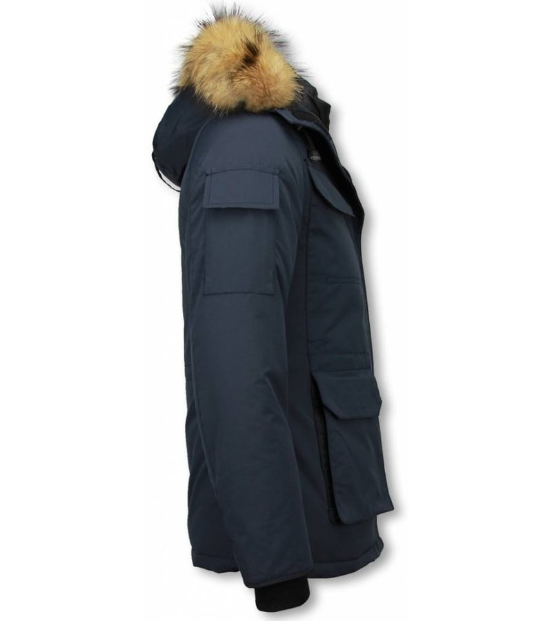 Matogla Fur Collar Coat - Women's Winter Coat Half Long - Expedition Parka - Blue