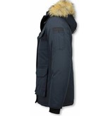 Matogla Fur Collar Coat - Women's Winter Coat Half Long - Expedition Parka - Blue