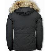 Matogla Fur Collar Coat - Women's Winter Coat Half Long - Expedition Parka - Black