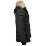 Matogla Fur Collar Coat - Women's Winter Coat Half Long - Expedition Parka - Black